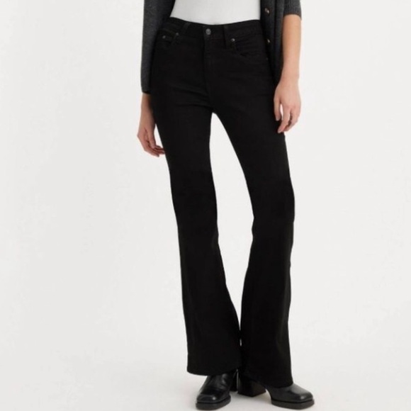 Levi's 726 Flare Jeans Black denim stretch 29 waist 32 inseam high rise NEW - Picture 3 of 6